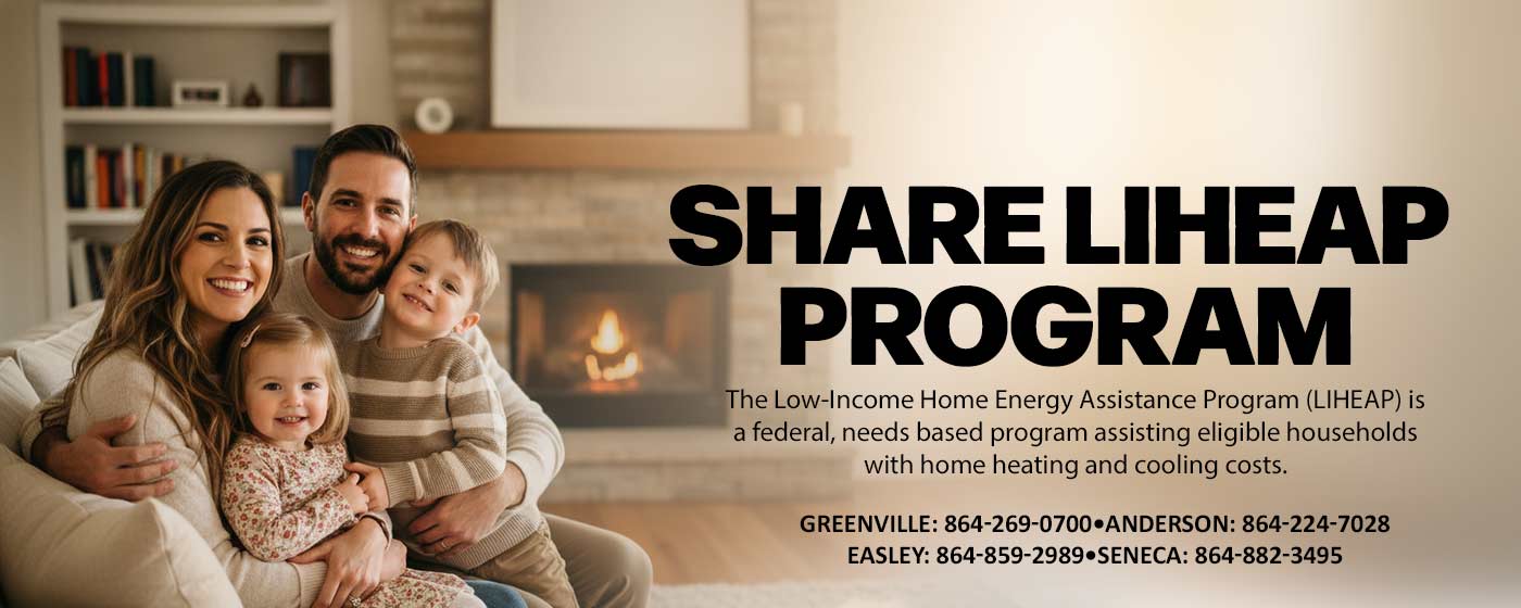 a family sitting in the living to advertise the Liheap Program. click for details